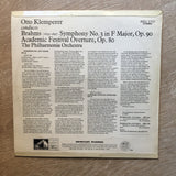 Brahms - Otto Klemperer, The Philharmonia Orchestra ‎– Symphony No. 3 In F Major / Academic Festival Overture - Vinyl LP Record - Opened  - Very-Good Quality- (VG-) - C-Plan Audio