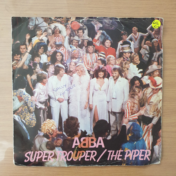 ABBA – Super Trouper / The Piper - Vinyl 7" Record - Very-Good+ Quality (VG+) (Aryeh)
