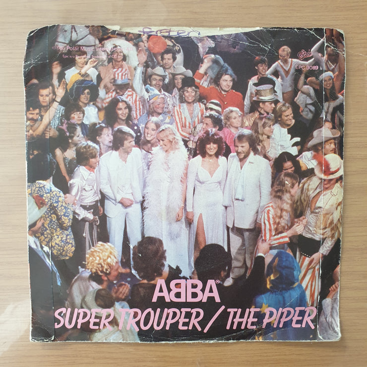 ABBA – Super Trouper / The Piper - Vinyl 7" Record - Very-Good+ Quality (VG+) (Aryeh)