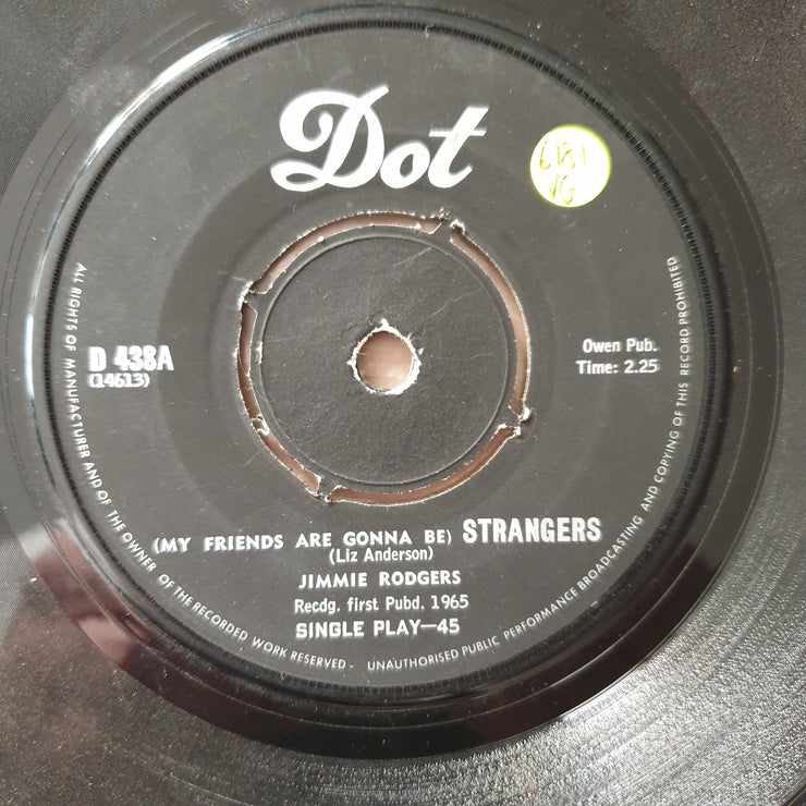 Jimmie Rodgers - My Friends are Gonna be Strangers - Vinyl 7" Record - Very-Good Quality (VG)  (verry7)