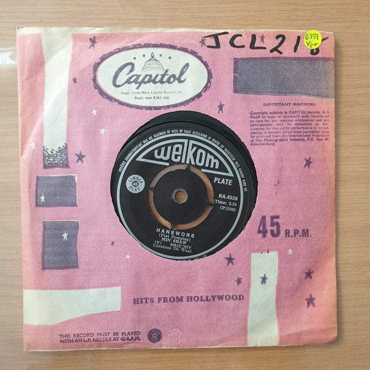 Min Shaw – Hanswors / U Eie Dag (Your Special Day) - Vinyl 7" Record - Very-Good+ Quality (VG+) (verygoodplus7)