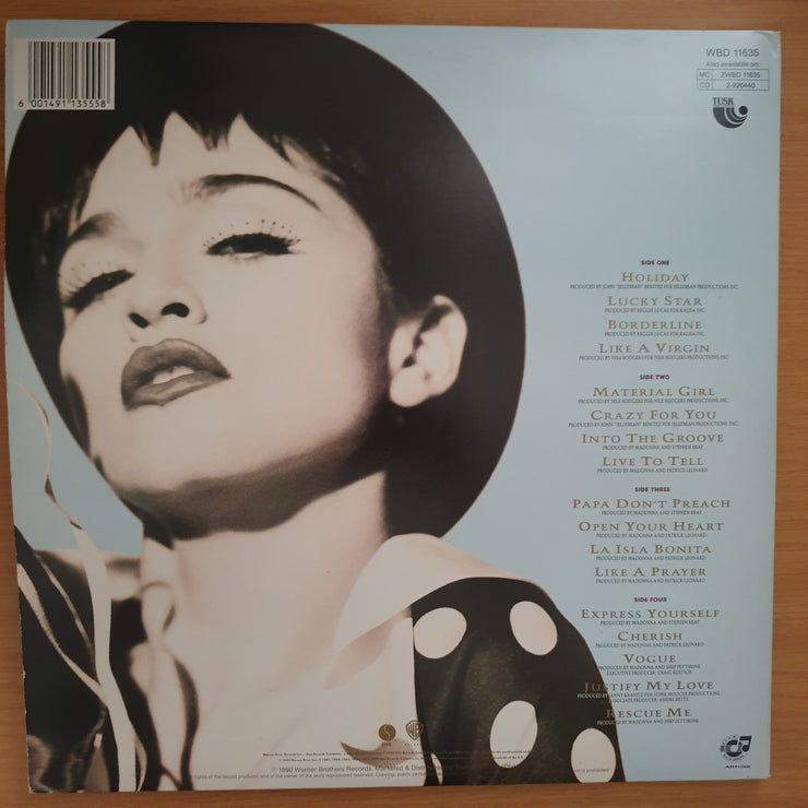 Madonna – The Immaculate Collection - Double Vinyl LP Record - Very-Good+ Quality (VG+) (verygoodplus)