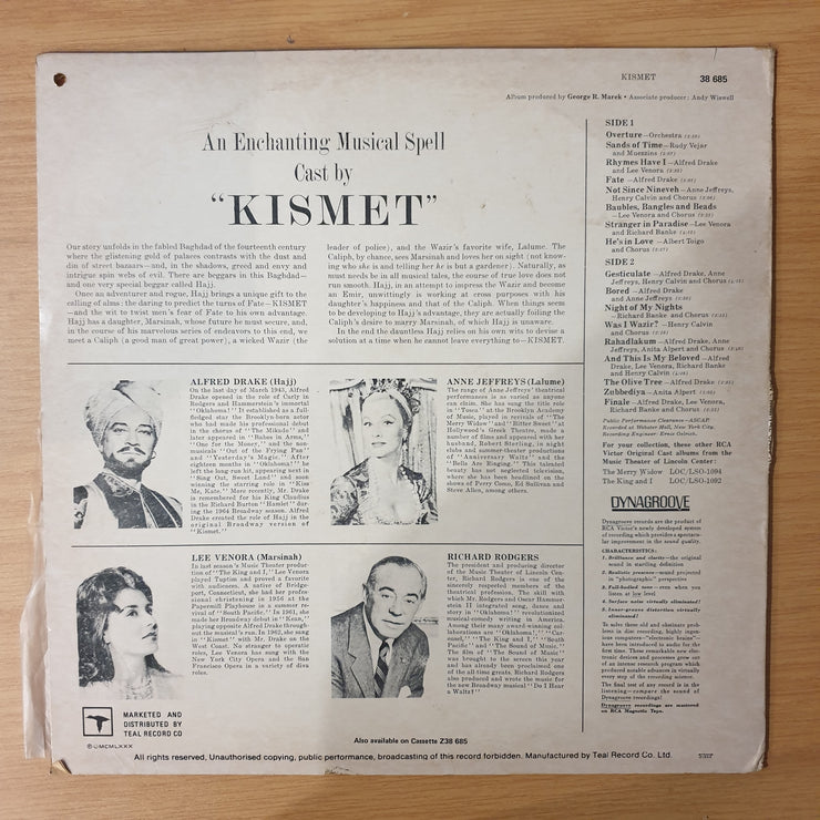 Alfred Drake, Richard Rodgers – Kismet Original Cast Music Theatre Of Lincoln Center - Vinyl LP Record - Very-Good+ Quality (VG+) (verygoodplus)