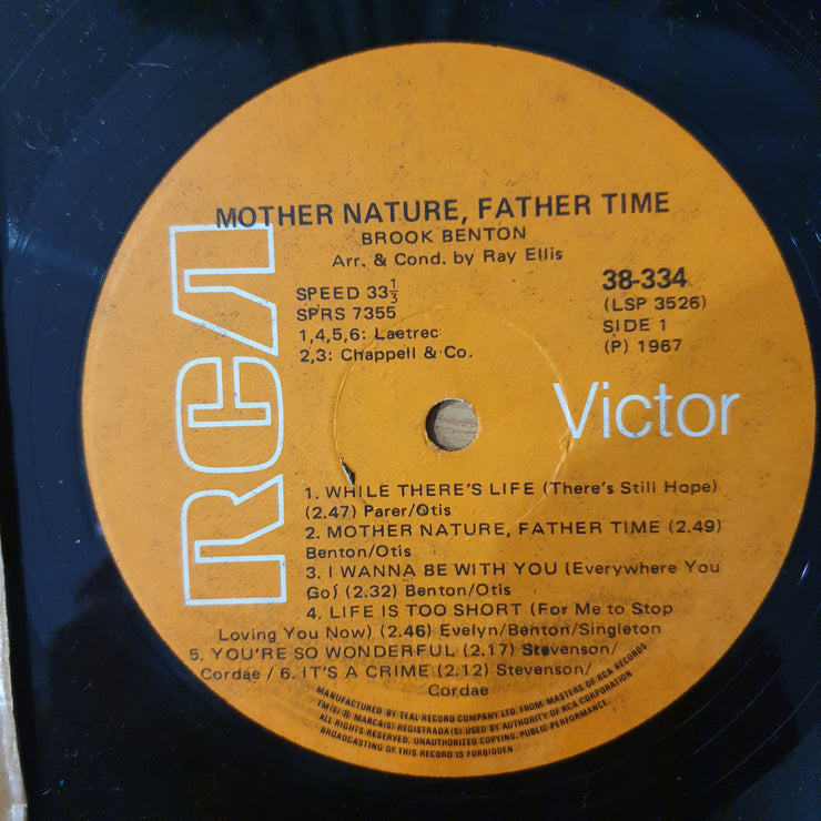 Brook Benton – Mother Nature, Father Time - Vinyl LP Record - Very-Good+ Quality (VG+) (verygoodplus)