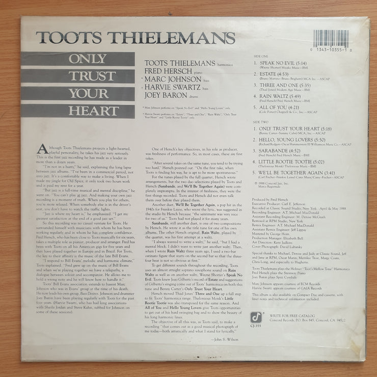 Toots Thielemans – Only Trust Your Heart - Vinyl LP Record - Very-Good+ Quality (VG+) (verygoodplus)