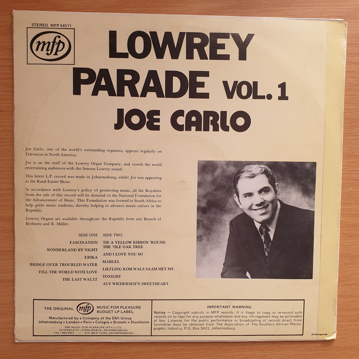 Joe Carlo - Lowrey Parade Vol 1 - Vinyl LP Record - Very-Good+ Quality (VG+)