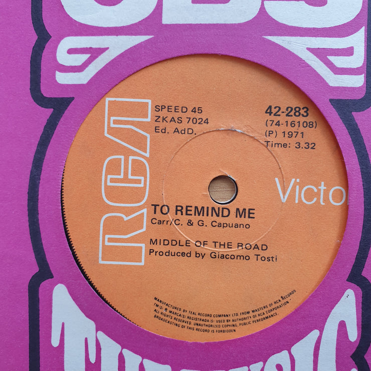 Middle Of The Road – Soley Soley- Vinyl 7" Record - Very-Good+ Quality (VG+) (verygoodplus7)