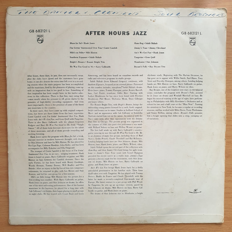 After Hours Jazz - Vinyl LP Record - Very-Good- Quality (VG-) (minus)