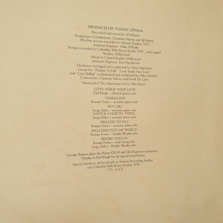 George Benson - Livin' Inside Your Love -  Vinyl LP Record - Very-Good+ Quality (VG+)