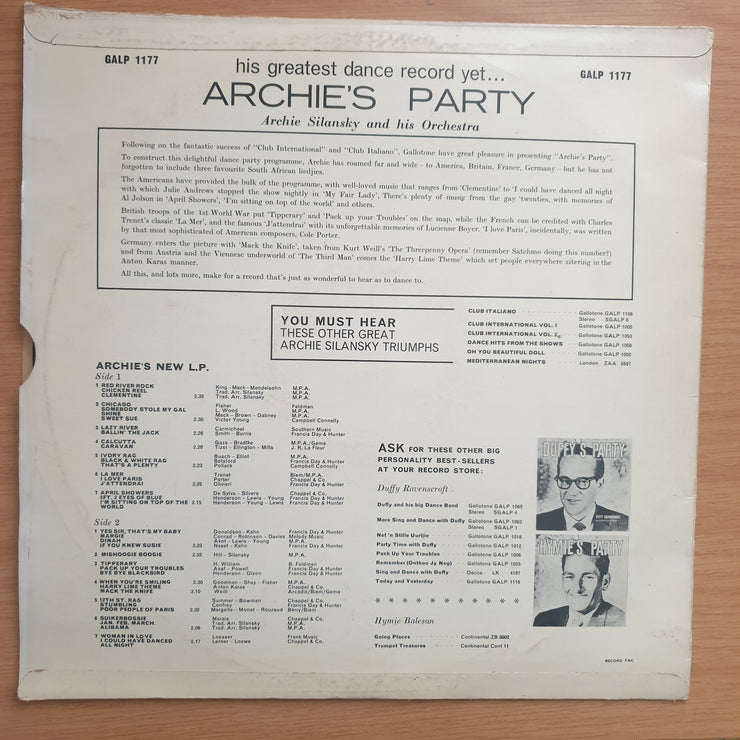 Archie Silansky - Archie's Party - Vinyl LP Record - Good+ Quality (G+)