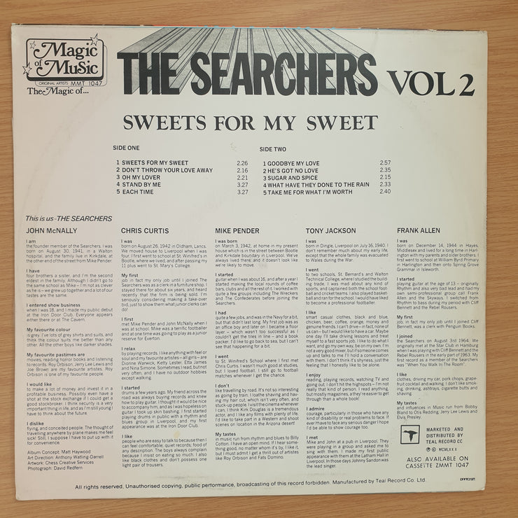 The Searchers - Vol 2 – Sweets For My Sweet - Vinyl LP Record - Very-Good+ Quality (VG+)