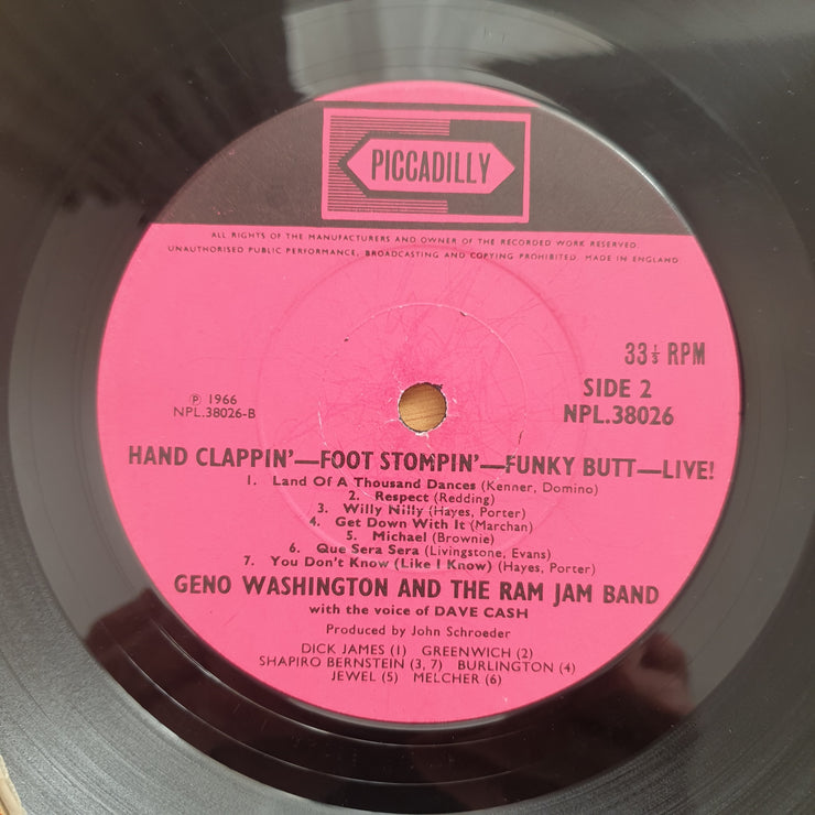 Geno Washington & The Ram Jam Band – Hand Clappin' Foot Stompin' Funky-Butt... Live!- Vinyl LP Record - Very-Good Quality (VG) (vgood)