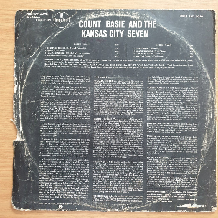 Count Basie And The Kansas City 7 – Count Basie And The Kansas City 7 - Vinyl LP Record - Good+ Quality (G+) (gplus)