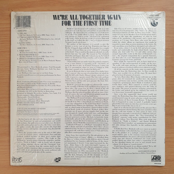We're All Together Again For The First Time - Dave Brubeck, Gerry Mulligan, Paul Desmond, Alan Dawson, Jack Six – Vinyl LP Record - Very-Good+ Quality (VG+) (verygoodplus)