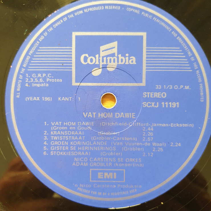 Vat Hom Dawie - Nico Carstens, Adam Grobler (Rare SA) - Vinyl LP Record - Very-Good+ Quality (VG+)