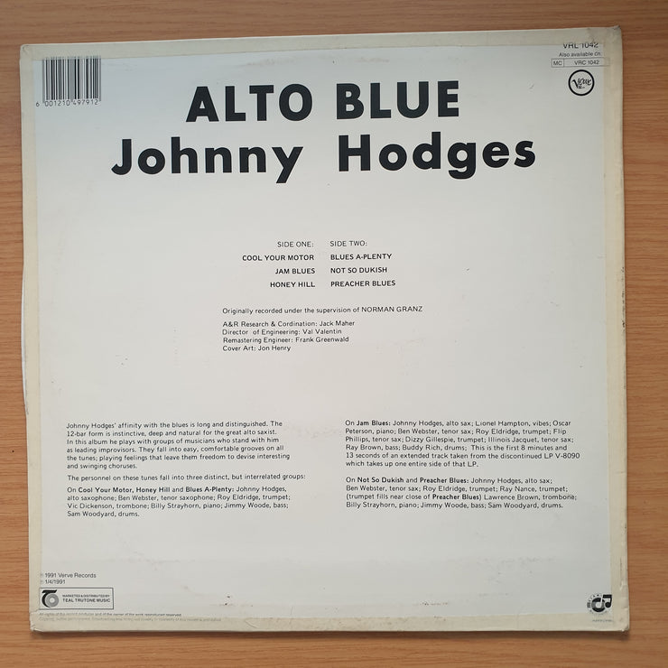 Johnny Hodges – Alto Blue - Vinyl LP Record - Very-Good+ Quality (VG+)