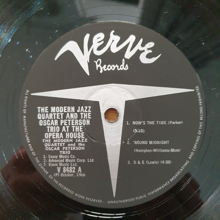 The Modern Jazz Quartet And The Oscar Peterson Trio ‎– At The Opera House - Vinyl LP Record - Opened  - Very-Good+ Quality (VG+)