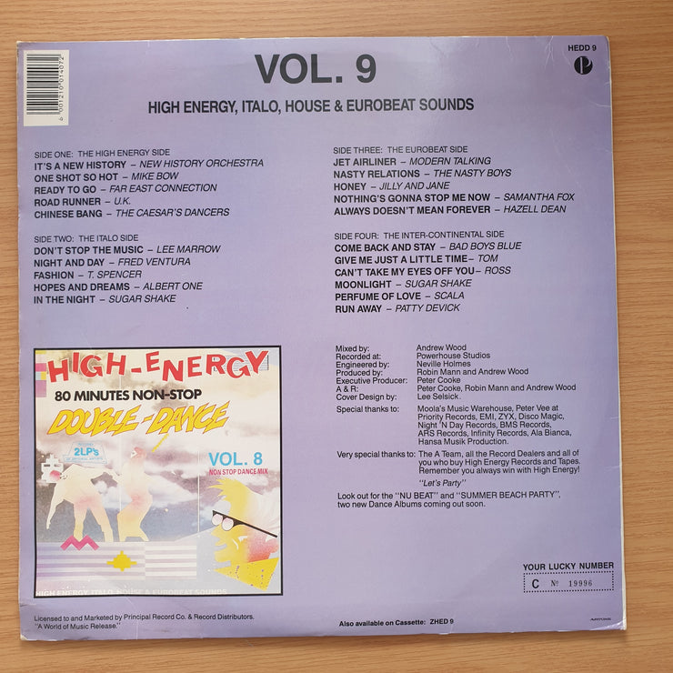 High Energy Double Dance Vol 9 - Double Vinyl LP Record - Very-Good+ Quality (VG+) (verygoodplus)