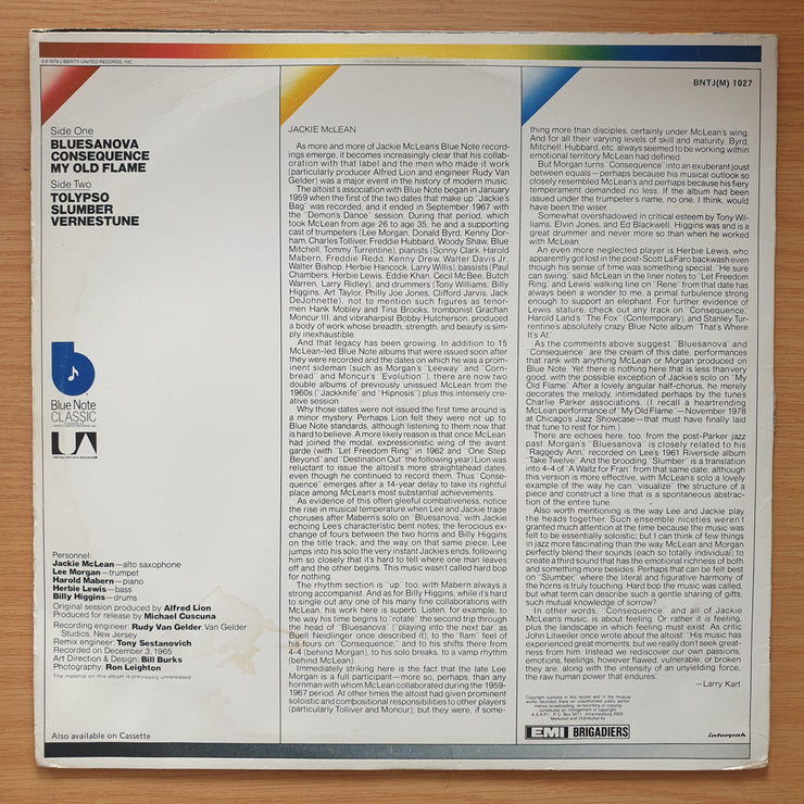 Jackie McLean – Consequence - Vinyl LP Record - Very-Good+ Quality (VG+) (verygoodplus)