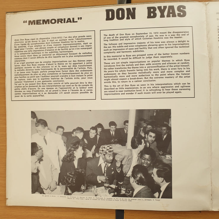 Don Byas – Memorial - Vinyl LP Record - Very-Good+ Quality (VG+)