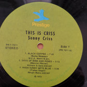 Sonny Criss – This Is Criss! - Vinyl LP Record - Very-Good Quality (VG)  (verry)(verry)