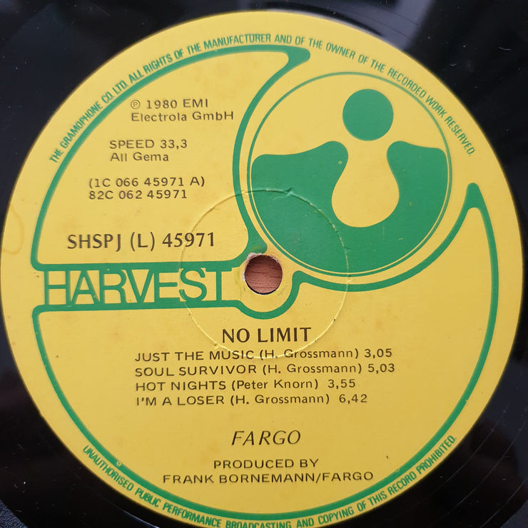 Fargo – No Limit - Vinyl LP Record - Very-Good+ Quality (VG+) (verygoodplus)