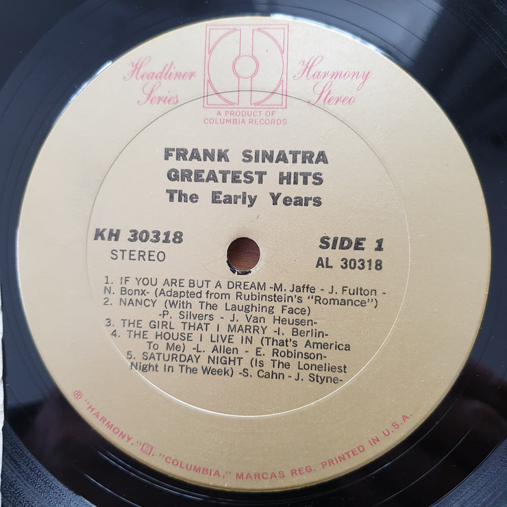 Frank Sinatra – Greatest Hits (The Early Years) - Vinyl LP Record - Very-Good+ Quality (VG+) (verygoodplus)