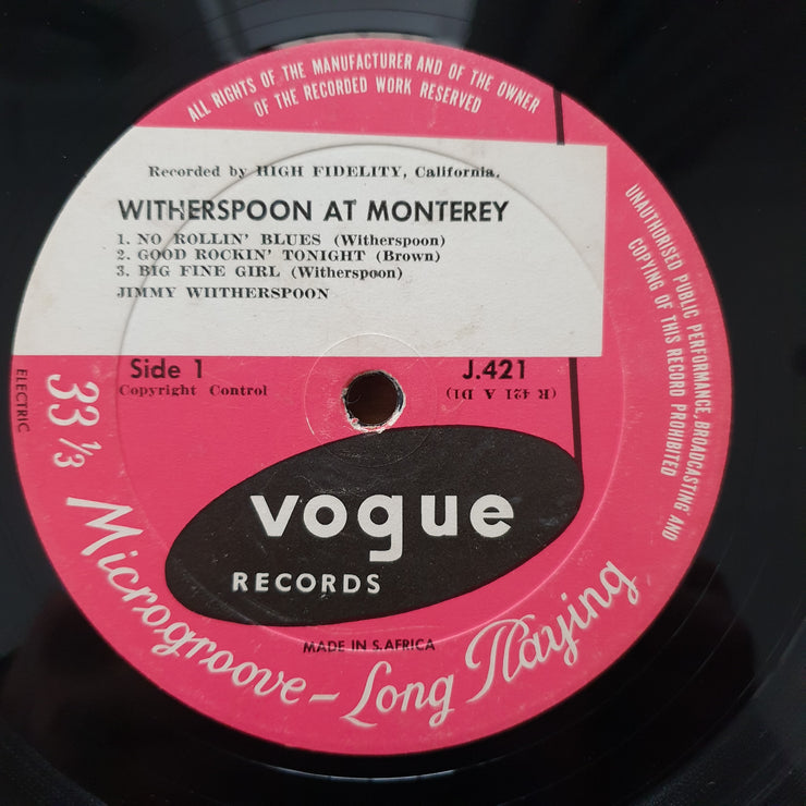 Jimmy Witherspoon – At The Monterey Jazz Festival - Vinyl LP Record - Good+ Quality (G+) (gplus)