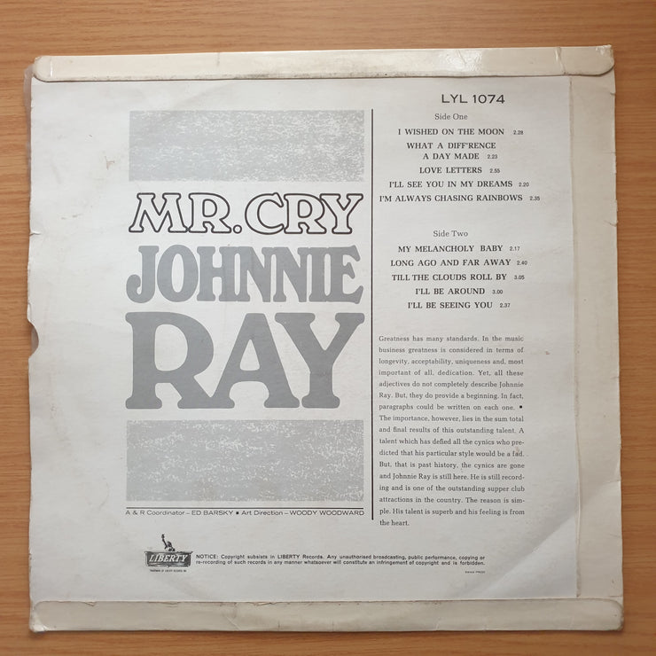 Johnnie Ray - Mr Cry - Vinyl LP Record - Very-Good Quality (VG)  (verry)