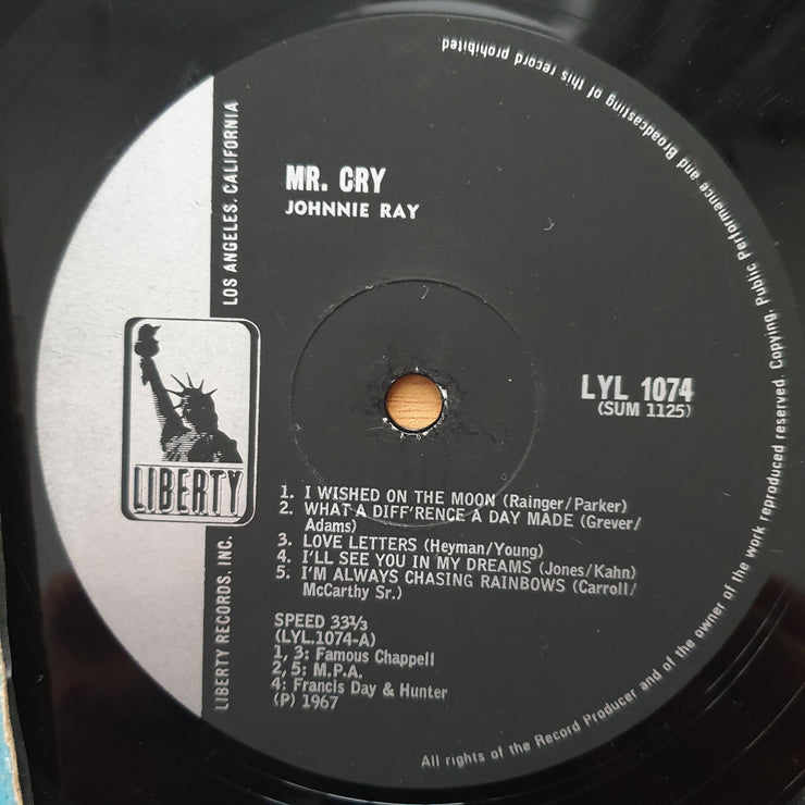 Johnnie Ray - Mr Cry - Vinyl LP Record - Very-Good Quality (VG)  (verry)