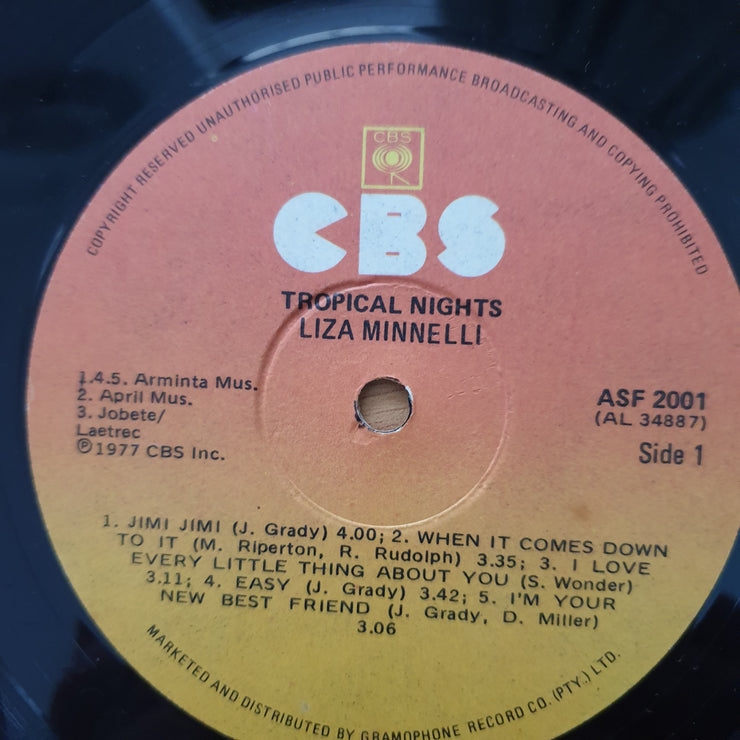 Liza Minnelli – Tropical Nights - Vinyl LP Record - Very-Good+ Quality (VG+) (verygoodplus)