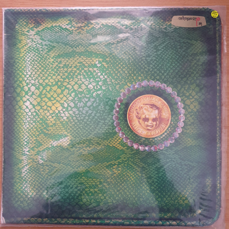 Alice Cooper ‎– Billion Dollar Babies - With Dollar Bill, Original Lyrics Sheet and Band Poster - Vinyl LP Record - Very-Good+ Quality (VG+) (verygoodplus)