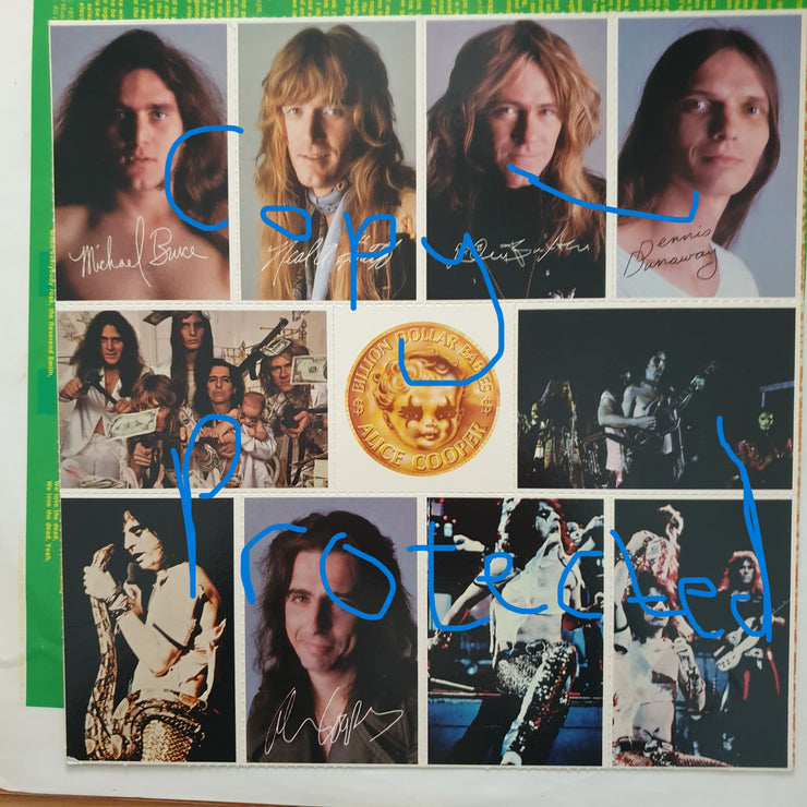 Alice Cooper ‎– Billion Dollar Babies - With Dollar Bill, Original Lyrics Sheet and Band Poster - Vinyl LP Record - Very-Good+ Quality (VG+) (verygoodplus)