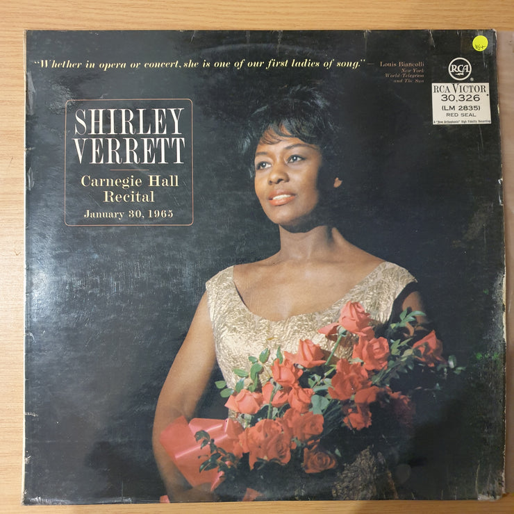 Shirley Verrett – Carnegie Hall Recital - January 30, 1965 - Vinyl LP Record - Very-Good+ Quality (VG+) (verygoodplus)