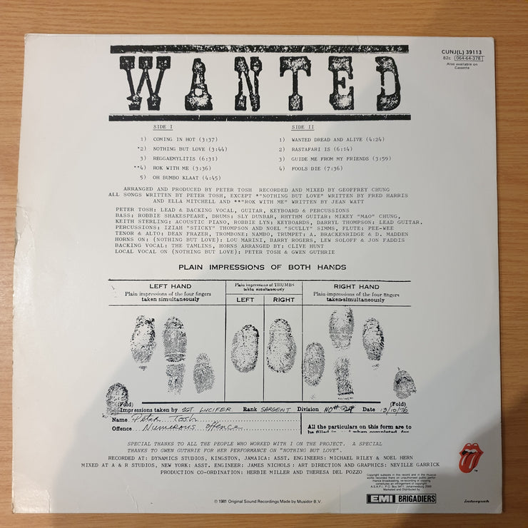 Peter Tosh – Wanted Dread & Alive - Vinyl LP Record - Very-Good Quality (VG)  (verry)