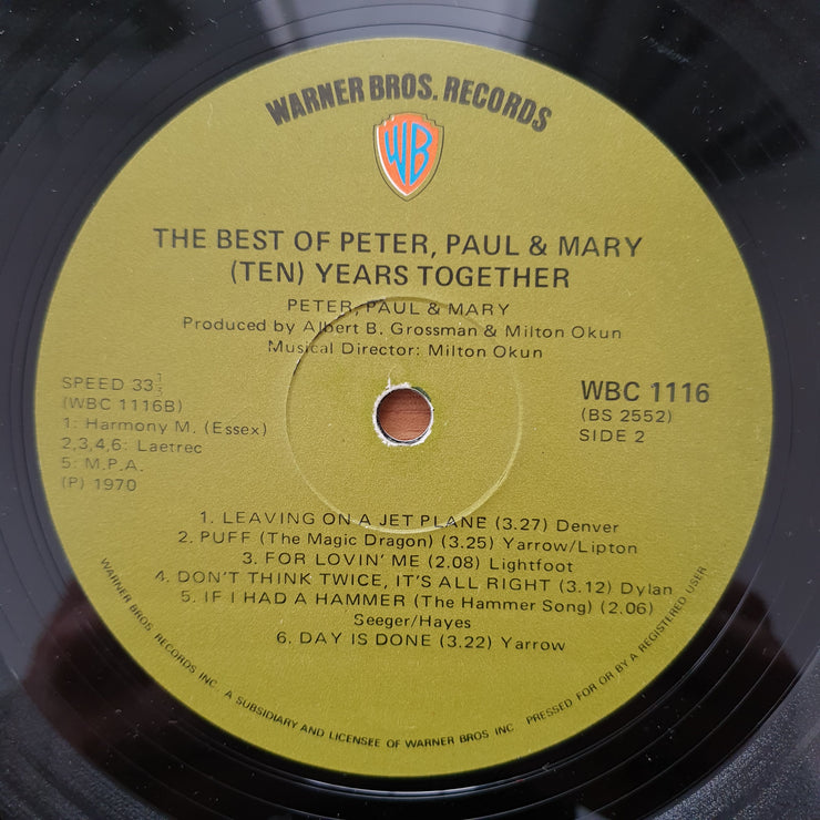 The Best Of Peter Paul and Mary - Ten Years Together - Vinyl LP Record - Very-Good+ Quality (VG+) (verygoodplus)