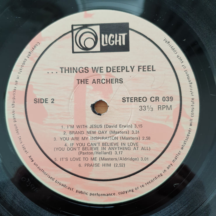 The Archers – Things We Deeply Feel -  Vinyl LP Record - Very-Good+ Quality (VG+)