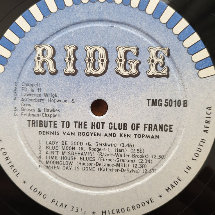 Dennis van Rooyen (and his Hot Club Quintette) & Ken Topman – Vinyl LP Record - Very-Good+ Quality (VG+) (verygoodplus)