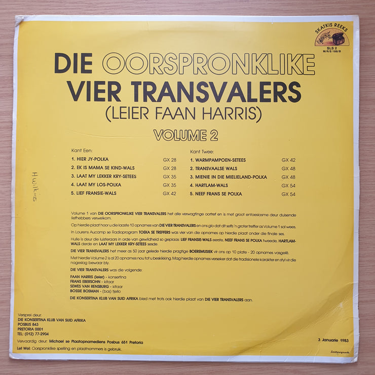 Die Vier Transvalers – Die Oorspronlike Vier Transvalers Volume 2 – Vinyl LP Record - Very-Good+ Quality (VG+) (verygoodplus)