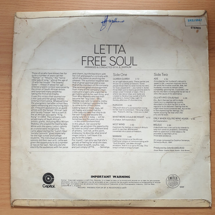 Letta Mbulu ‎– Free Soul - Vinyl LP Record - Good+ Quality (G+) (gplus)