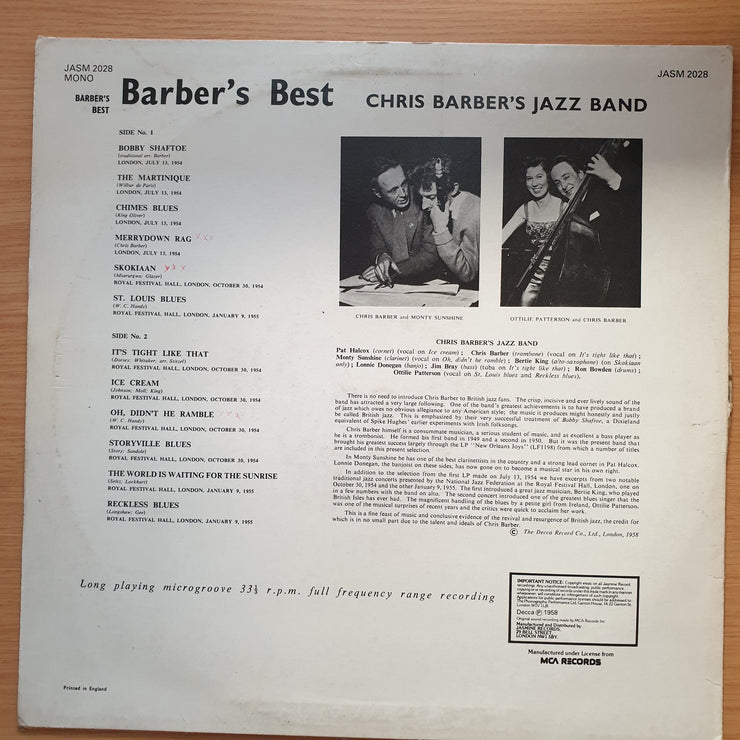 Chris Barber's Jazz Band – Barber's Best-  Vinyl LP Record - Very-Good Quality (VG) (verygood)