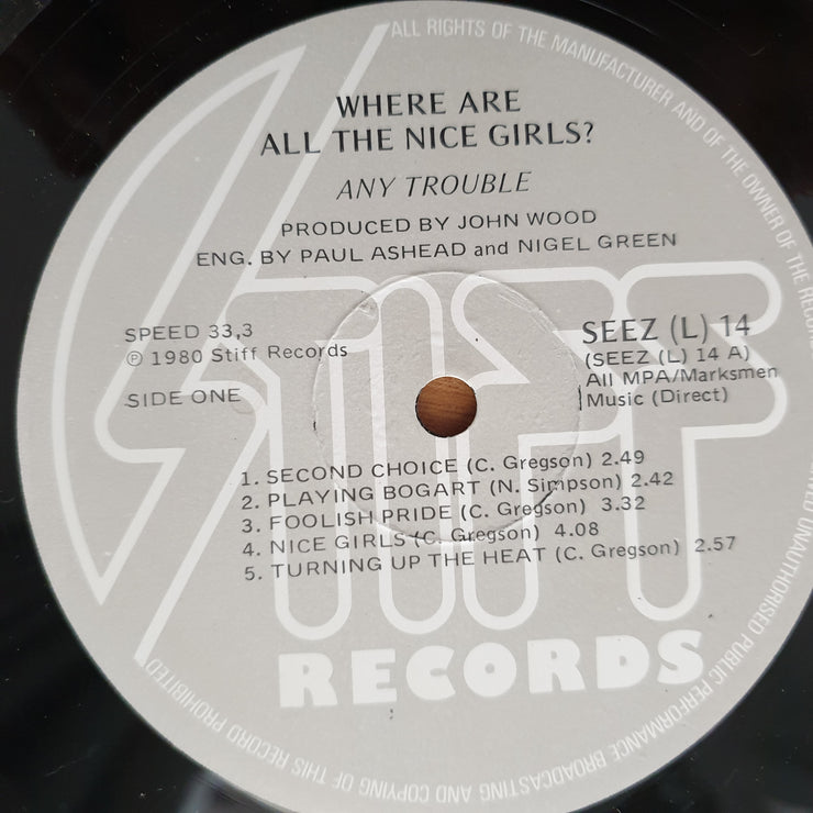 Any Trouble – Where Are All The Nice Girls? - Vinyl LP Record - Very-Good+ Quality (VG+) (verygoodplus)
