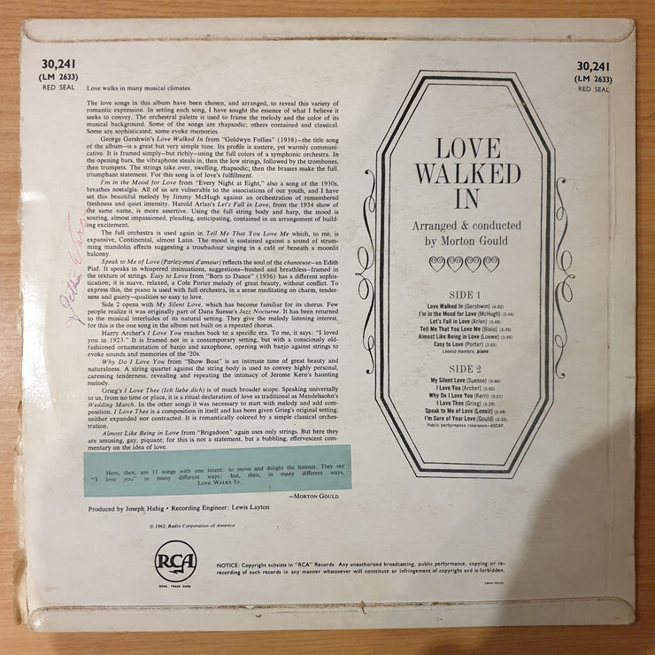 Morton Gould And His Orchestra – Love Walked In - Vinyl LP Record - Good+ Quality (G+) (gplus)