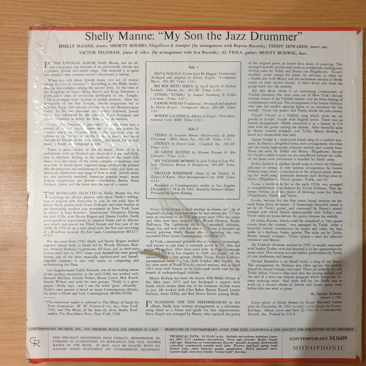 Shelly Manne – My Son The Jazz Drummer! - Vinyl LP Record - Very-Good+ Quality (VG+) (verygoodplus)