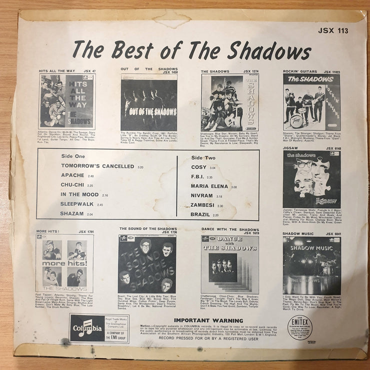 The Shadows – The Best Of The Shadows - Vinyl LP Record - Very-Good Quality (VG)  (verry)
