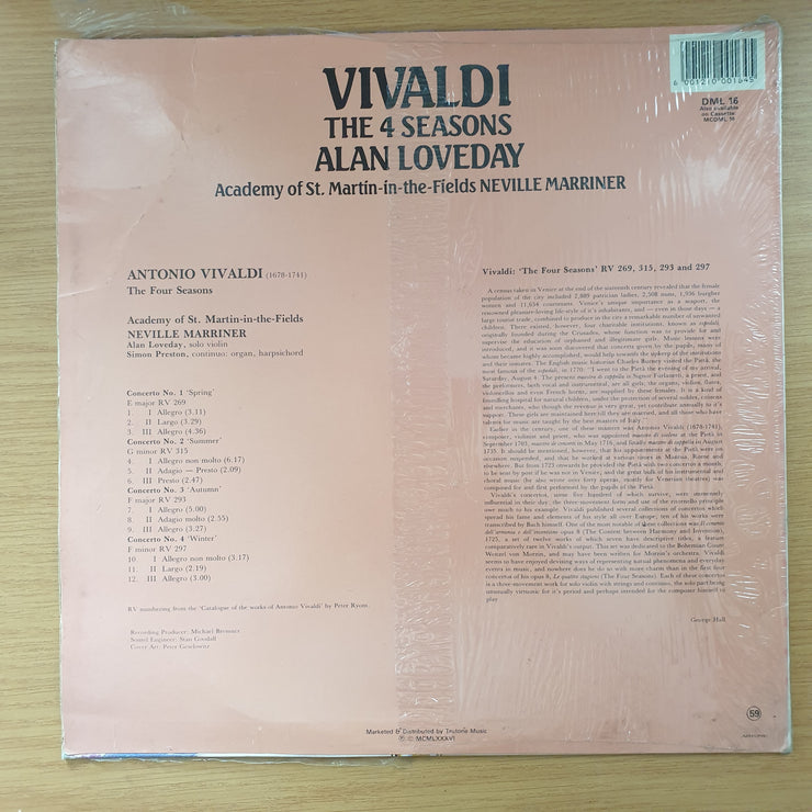 Vivaldi - The 4 Seasons Alan Loveday - Neville Marriner - Master Collection - Vinyl LP Record - Very-Good+ Quality (VG+) (D)