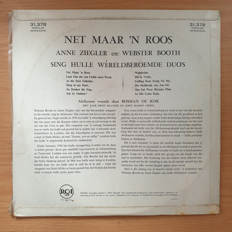 Anne Ziegler & Webster Booth - Net Maar 'n Roos - Vinyl LP Record - Very-Good+ Quality (VG+) (verygoodplus)