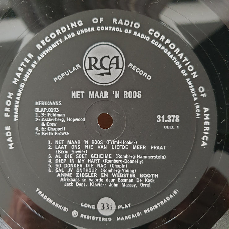 Anne Ziegler & Webster Booth - Net Maar 'n Roos - Vinyl LP Record - Very-Good+ Quality (VG+) (verygoodplus)