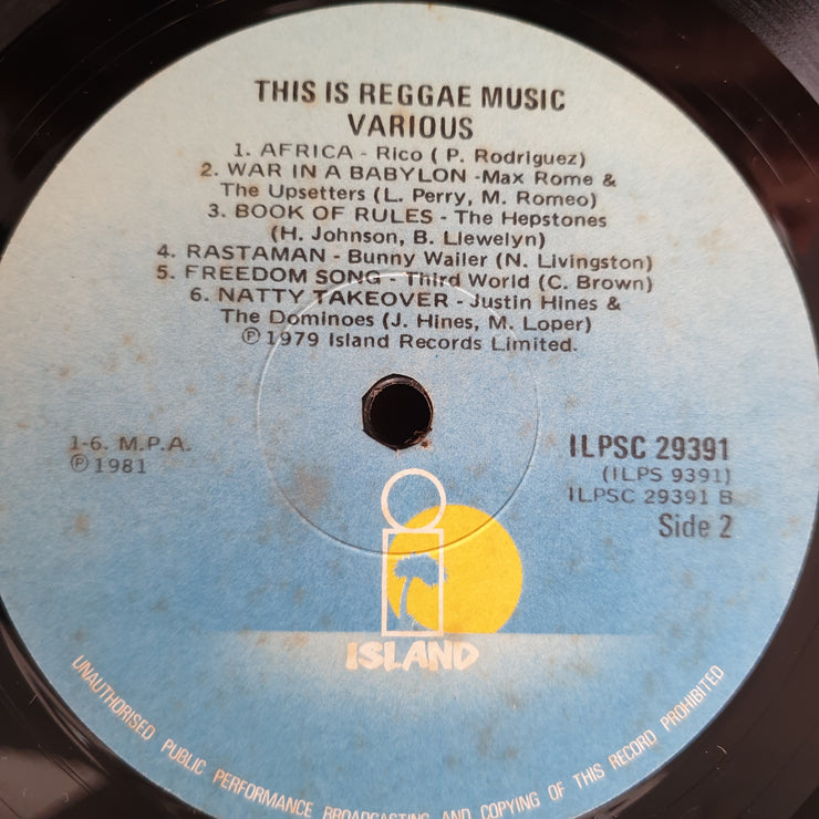 This Is Reggae Music (Bob Marley/Jimmy Cliff...) - Vinyl LP Record - Very-Good Quality (VG)  (verry)