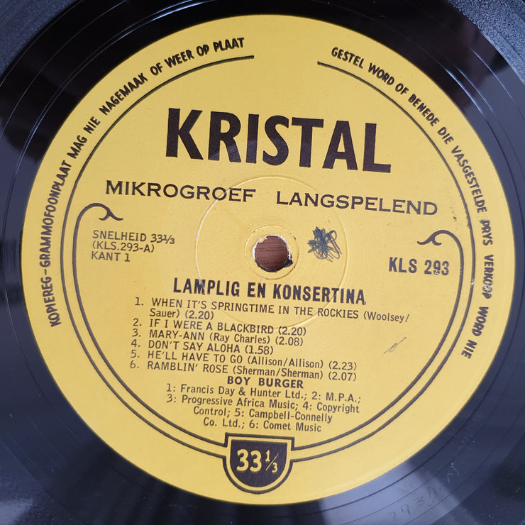 Boy Burger aan die Konsertina - Lamplig en Konsertina - Vinyl LP Record - Very-Good+ Quality (VG+) (verygoodplus)